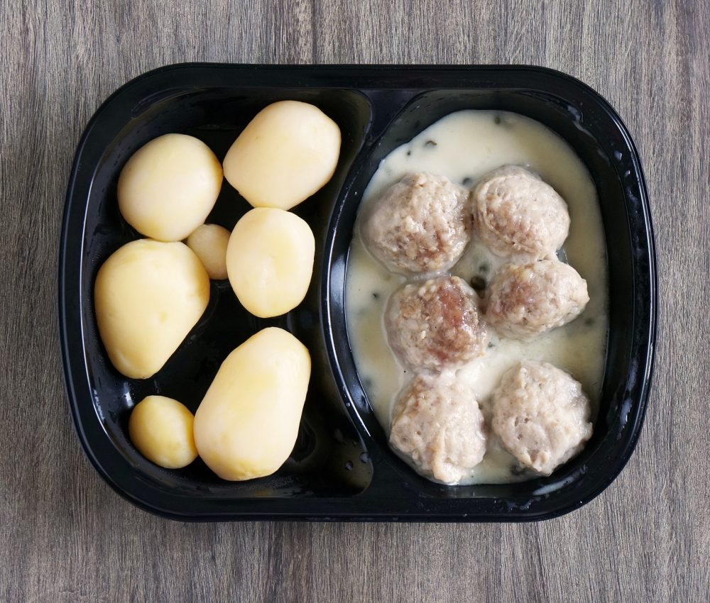 meatballs and potatoes microwavable instant ready meal or tv dinner